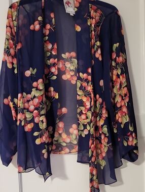 Yoana Baraschi Navy Blue Floral Light Silk Cover